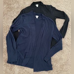 J. Crew tissue T-shirt cardigan open front top navy black small medium s m